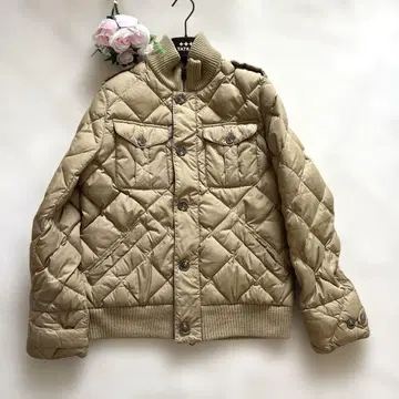 레어 랄프 로렌 베이지 퀼팅 다운 자켓 9호 다운 90%