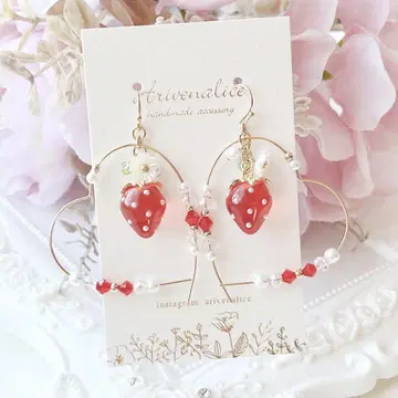 [ 250A2 ] sweet strawberry 하트 후프 귀걸이/귀찌