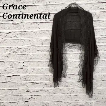 R4784 Grace Continental 스톨 레이스 비즈 자수 블랙