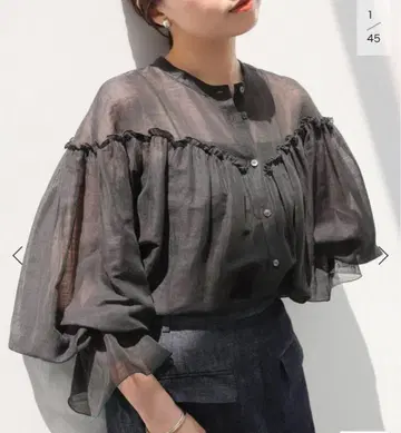 IENA B. 린넨 혼방 시어 블라우스