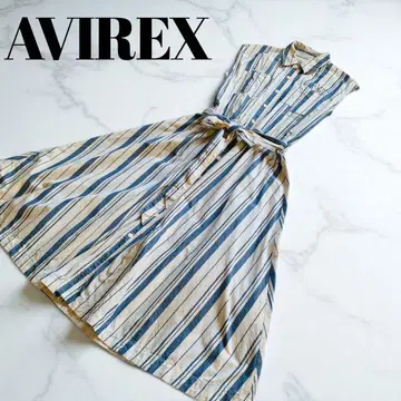 아비렉스 AVIREX 스트라이프 슬리브리스 원피스 A라인