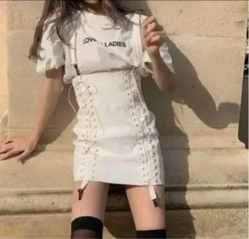 melt the lady 코케티시 레이스업 스커트 화이트 S