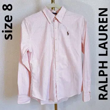 Ralph Lauren 슬림 핏 코튼 셔츠 핑크 스트라이프
