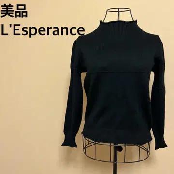 [새상품급] L'Esperance/하이넥 니트탑/심플/블랙