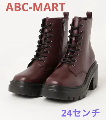 ABC-MART 플랫 레이스업 부츠 W3016 와인 24cm
