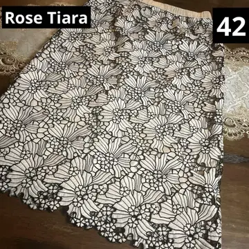 미품 빅 사이즈 42 로즈 티아라 플라워 자수 롱 기장 스커트