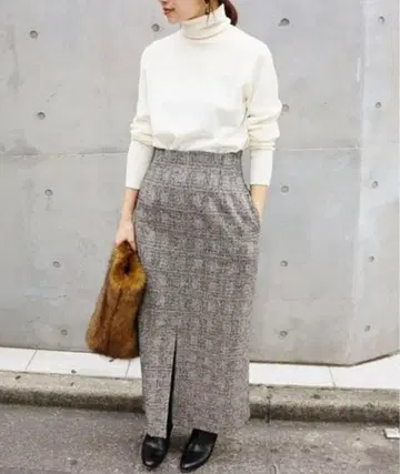 [새상품] IENA LA BOUCLE 글렌체크 타이트 스커트 롱 M