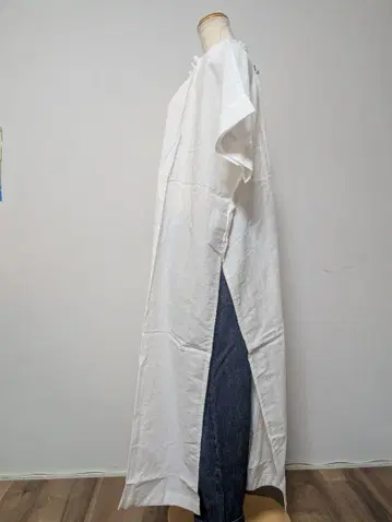 화이트 롱 셔츠 원피스 반팔 프릴