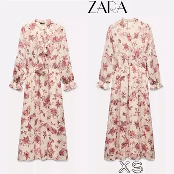 ZARA 프릴 장식 프린트 패턴 원피스