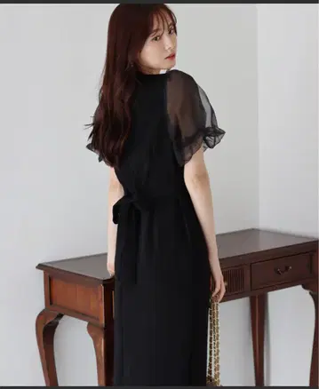 BLUEEAST 벌룬 슬리브 드레스 L 블랙
