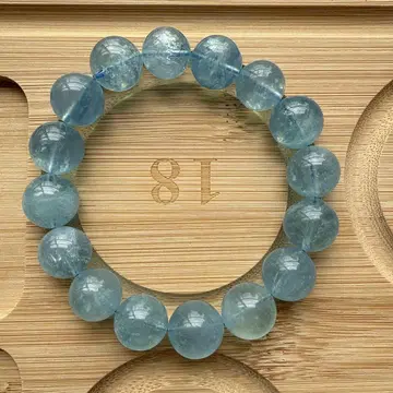 천연 아쿠아마린 팔찌 약 13~14mm 16알 촉촉한 블루