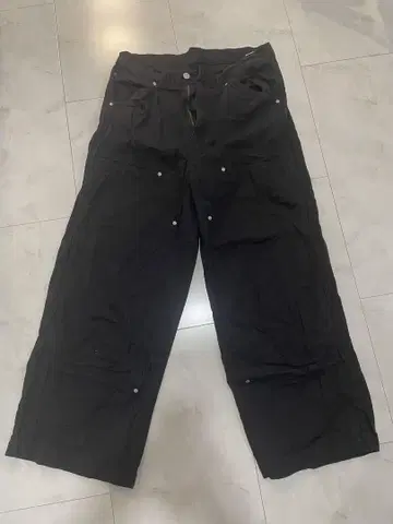블랙 더블니 팬츠