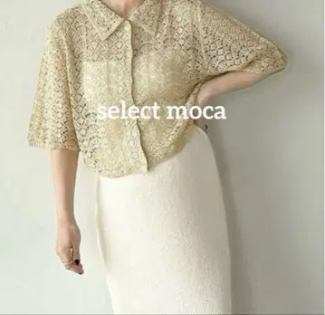 select MOCA by son 레이스 패턴 니트 숏 가디건