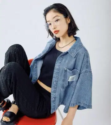 렙심 빅 데님 숏 5부 셔츠
