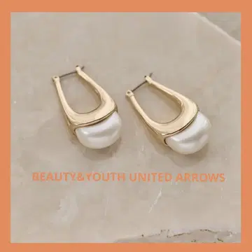 BEAUTY&YOUTH 메탈 드롭 펄 모티브 귀걸이
