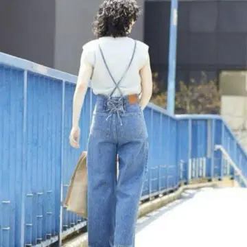 SOMETHING 레이스업 청바지 콜라보 와이드 팬츠 S