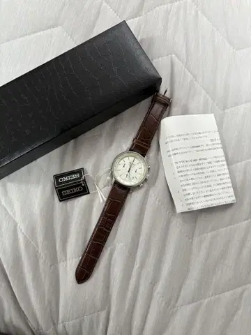 SEIKO 크로노그래프 시계 실버/브라운