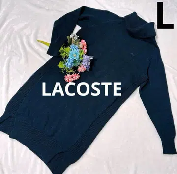 LACOSTE 터틀넥 니트 원피스 튜닉 네이비 여성용 L 상당