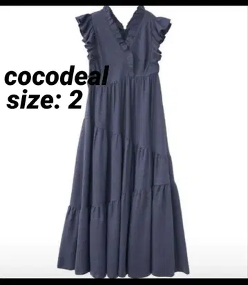 COCODEAL 코코딜 트위드풍 프릴 언밸런스 디자인 원피스 블루