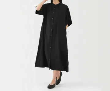[1회 착용] MUJI 블랙 반팔 셔츠 원피스