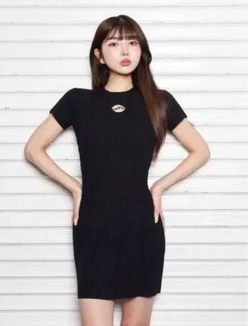 Darich 엠블럼 리브 니트 미니 원피스