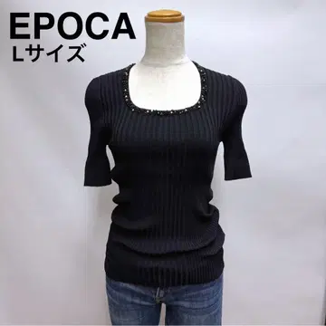 [새상품급] EPOCA 에포카 비쥬 리브 니트 티셔츠 블랙 사이즈 40