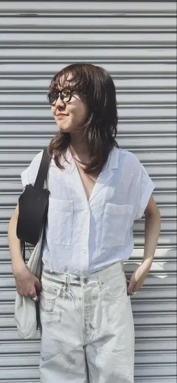 시어 린넨 오픈 카라 블라우스 프레임워크
