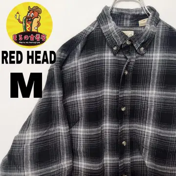 USA 구제 의류 REDHEAD 플란넬 셔츠 M 블랙 그레이 옴브레 체크