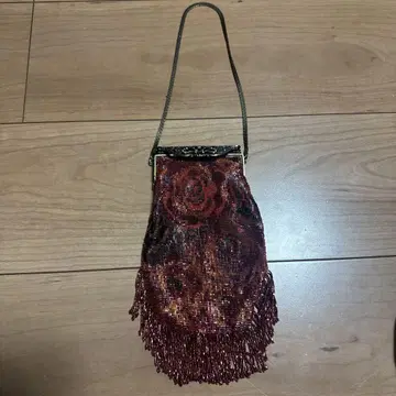 델리카 비즈 자수 장미 무늬 파티 백