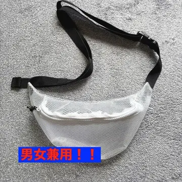 스켈레톤 화이트 메쉬 바디백 사선 가케 백 남녀 공용 기발 개성적