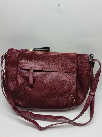 중고품 PELLE BORSA 가죽 숄더백 와인 레드
