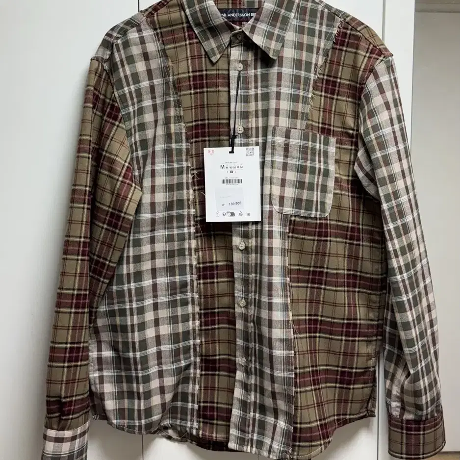 Zara Andersson Bell Check Patchwork Shirt Cream/Red Size M