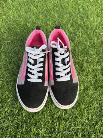 [새상품급] Vans Off The Wall 스니커즈 블랙/핑크 라메