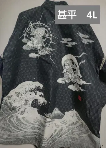 4L 남성용 진베이 풍신뇌신 파도 후지산