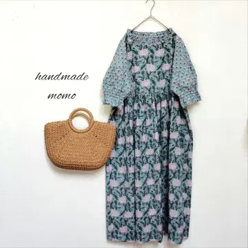 handmade 인도 면 에스닉 개더 원피스 free