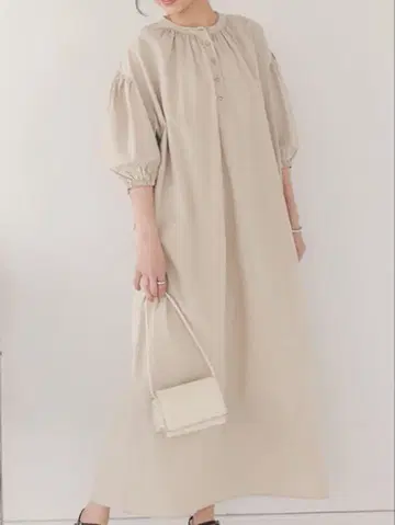 롱 셔츠 원피스 퍼프 슬리브 L A라인 그레이지