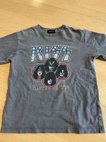 KISS 티셔츠 ALIVE '77 S 사이즈 그레이 밴T 밴드 티셔츠