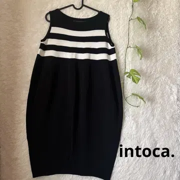 [ intoca. ] 니트 원피스 슬리브리스 보더 벌룬형