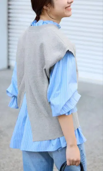 SLOBE IENA 더블 페이스 백 오픈 베스트 그레이