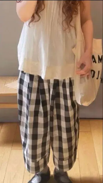 ROBE de PEAU 로브데포 깅엄 베이커 와이드 팬츠