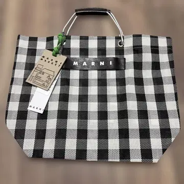 깅엄 체크 토트백
