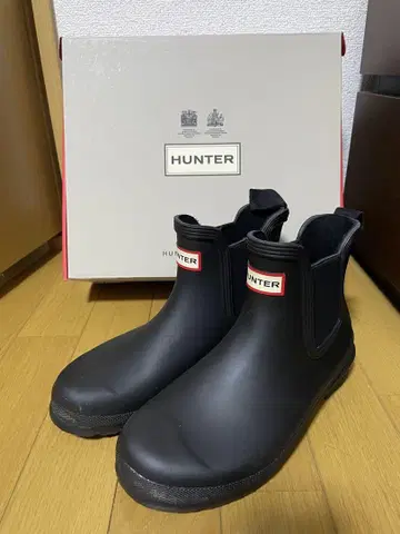 HUNTER 블랙 숏 레인 신발 사이드고어 부츠