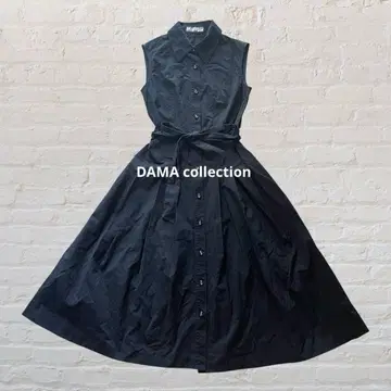 DAMA Collection 블랙 A라인 셔츠 원피스 슬리브리스