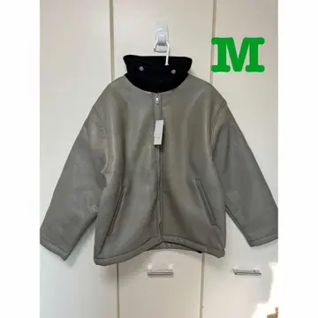 새상품 웨라이즈 헤비 가죽 오버사이즈 무스탕 자켓 그레이 M