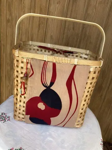 대나무 바구니 리메이크 백 감물 염색 유카타
