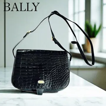 BALLY 악어 엠보싱 가죽 숄더백 블랙 금장 로고