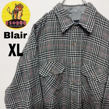 USA 구제 의류 Blair 플란넬 셔츠 XL 블랙 화이트 체크