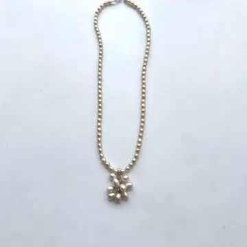 펄 플라워 모티브 목걸이 약 40cm