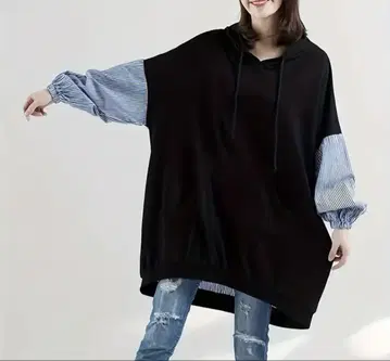 후드 부착 오버사이즈 튜닉