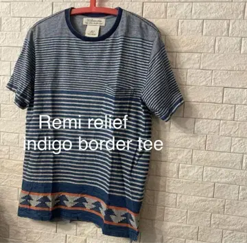 레어/Remi relief indigo border tshirt